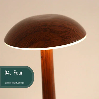 LumaWood - Uppladdningsbar LED Bordslampa med Trädesign, Dimbar och Trådlös