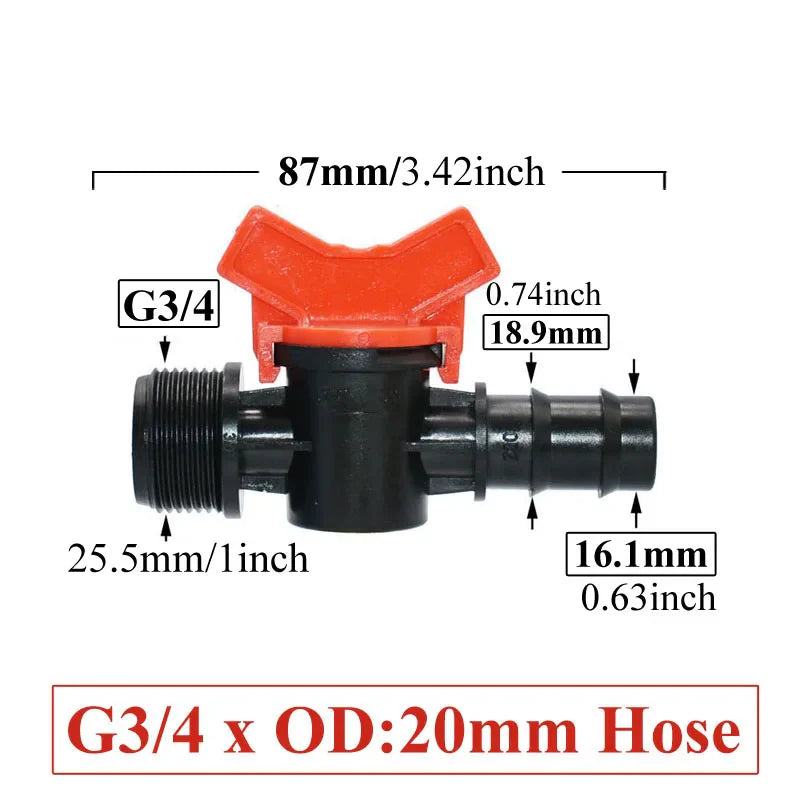 Carvallo FlowTura ConnectPro | Mini-kula ventil med slanganslutning och gänga | För trädgård, PE-slang och droppbevattning
