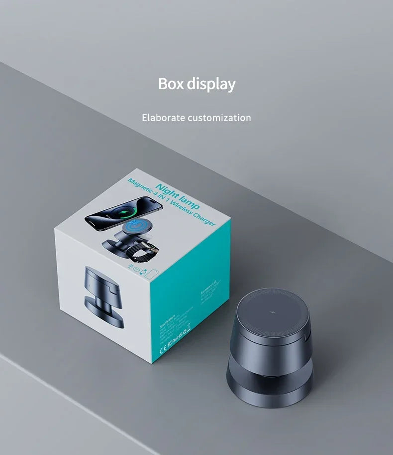 4 i 1 Magnetisk Trådlös Laddning Med Nattljus