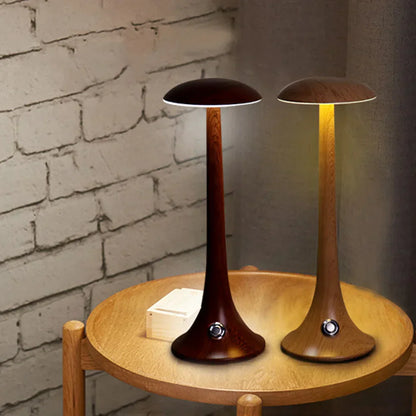 LumaWood - Uppladdningsbar LED Bordslampa med Trädesign, Dimbar och Trådlös