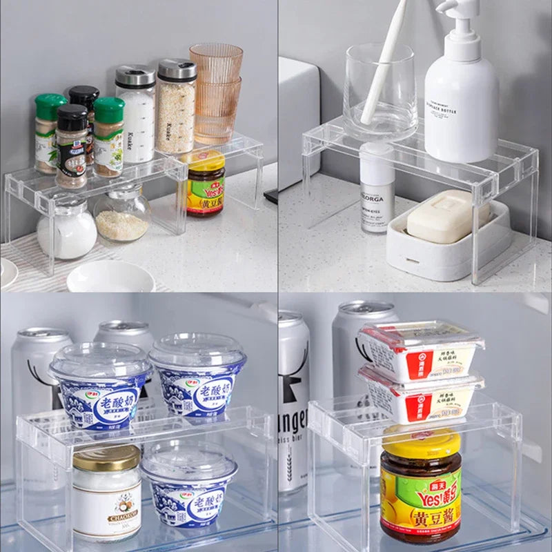 Carvallo-Organizer ClearStack Duo | Transparent hyllavdelare | Platsbesparande förvaringshylla | 14,7×11,1×10,7 cm / 21,7×11,1×10,7 cm