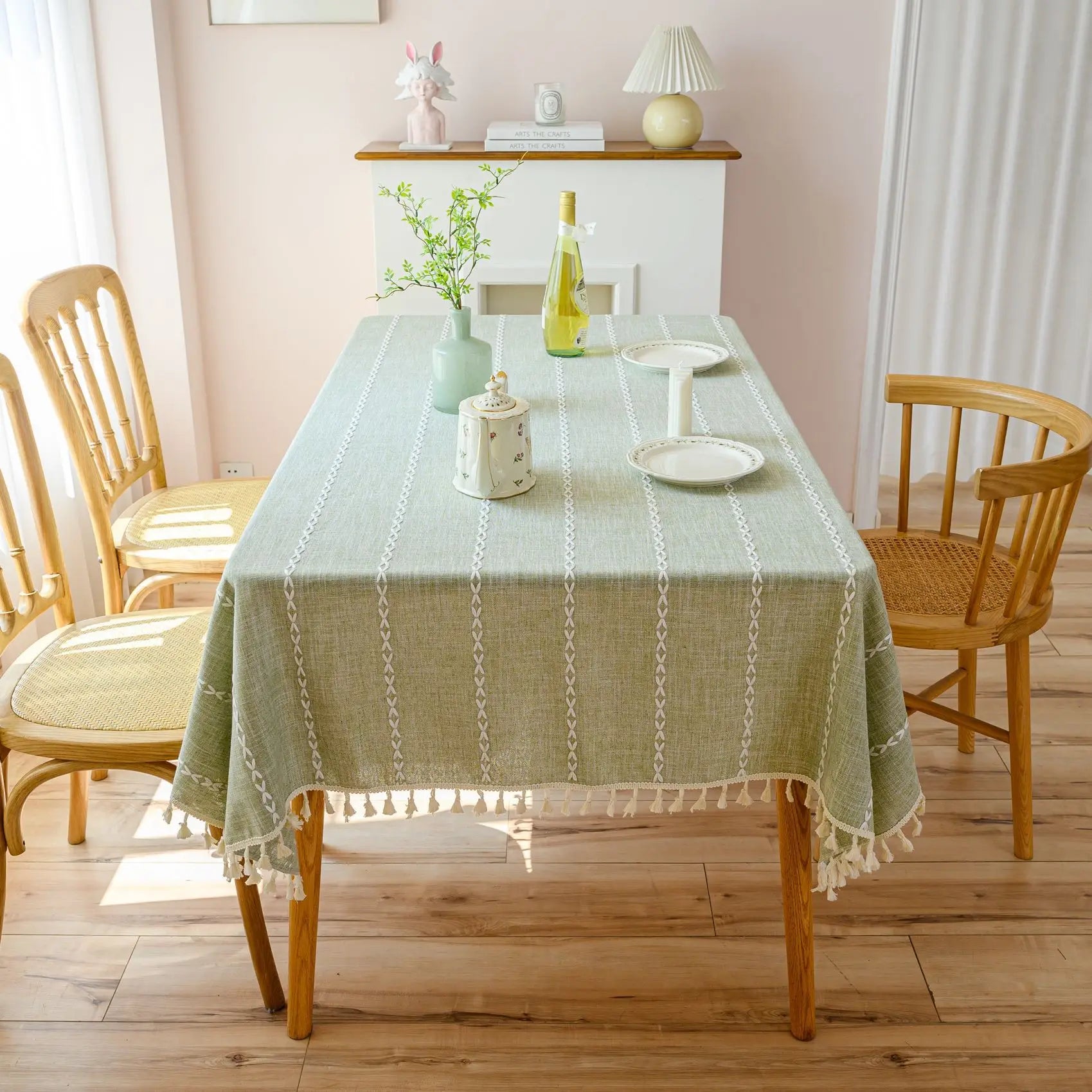 Tidlös Bomull-Linne DUK med Fransar