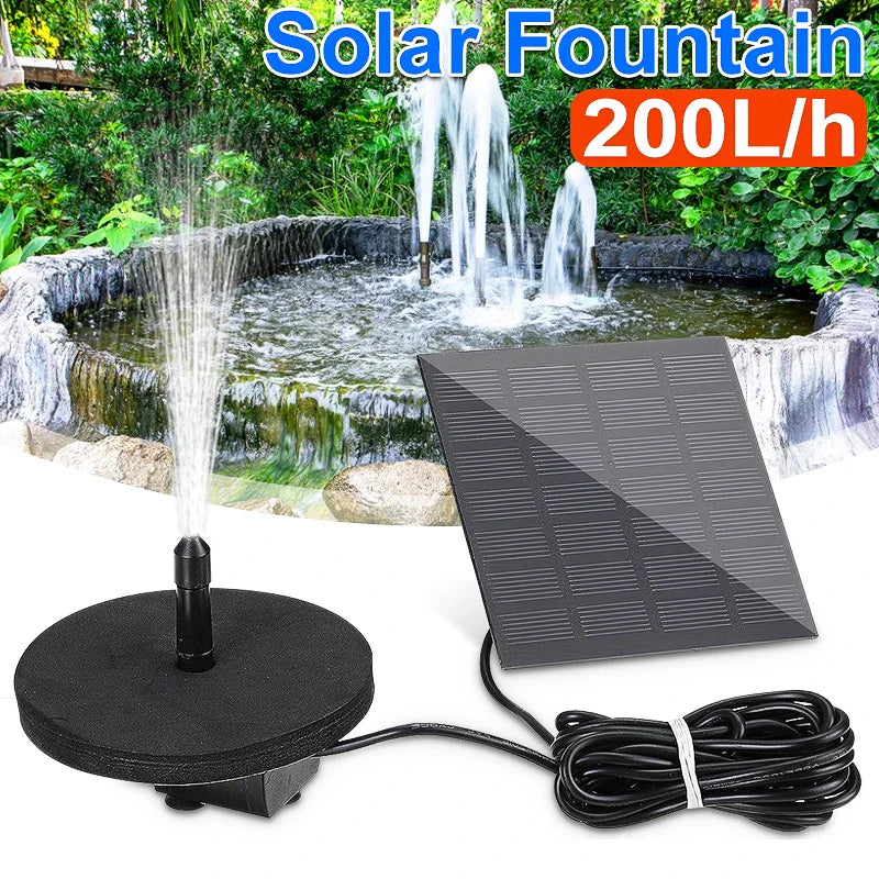 Carvallo Solar Fontänpump 1.5W | Med 6 Munstycken & Solpanel | För Fågelbad, Dammar & Trädgårdar