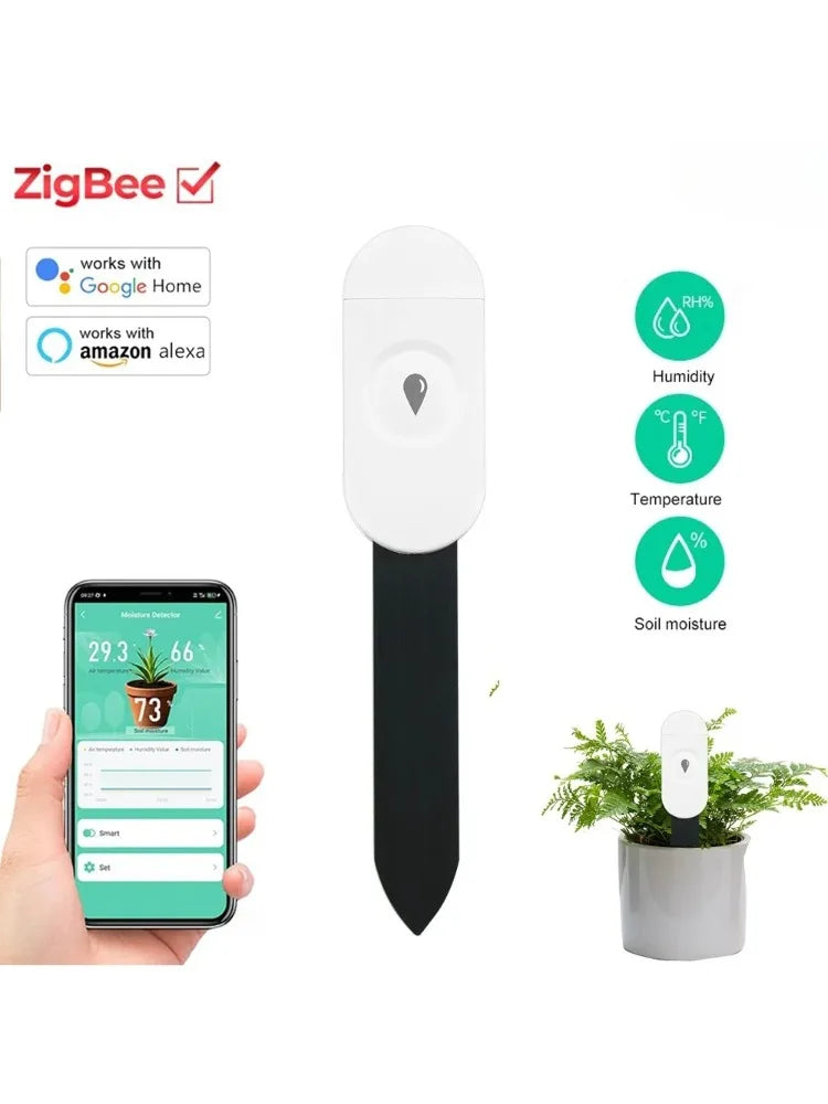 Carvallo Markfuktighetsensor GrowGuard | Zigbee 3.0 | App- &amp; röststyrning | För växtvård &amp; trädgårdövervakning