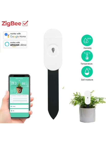 Carvallo Markfuktighetsensor GrowGuard | Zigbee 3.0 | App- &amp; röststyrning | För växtvård &amp; trädgårdövervakning
