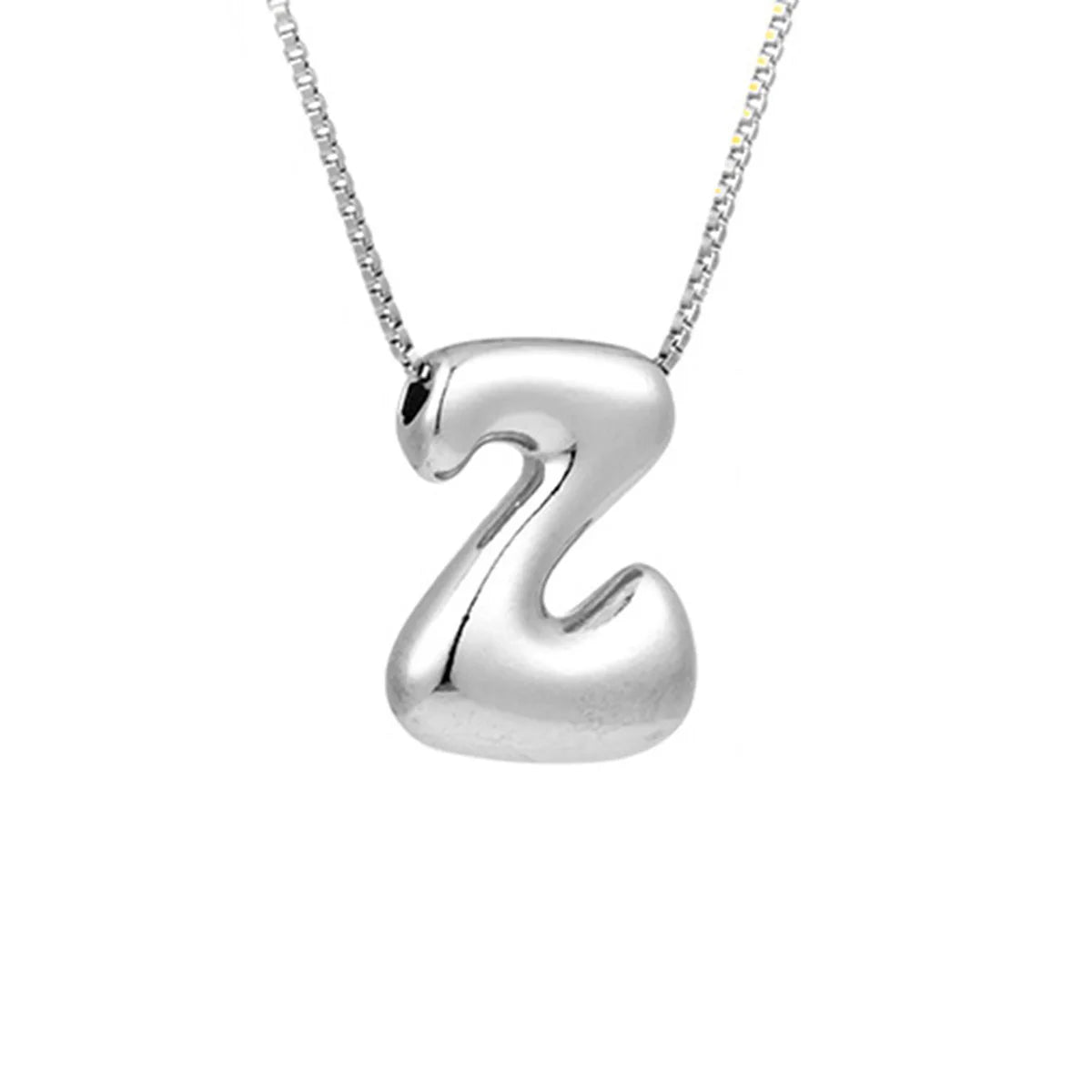 Royelux A-Z Ballong Bubbel Bokstav Hänge Halsband – Silver Chunky Initial Smycken
