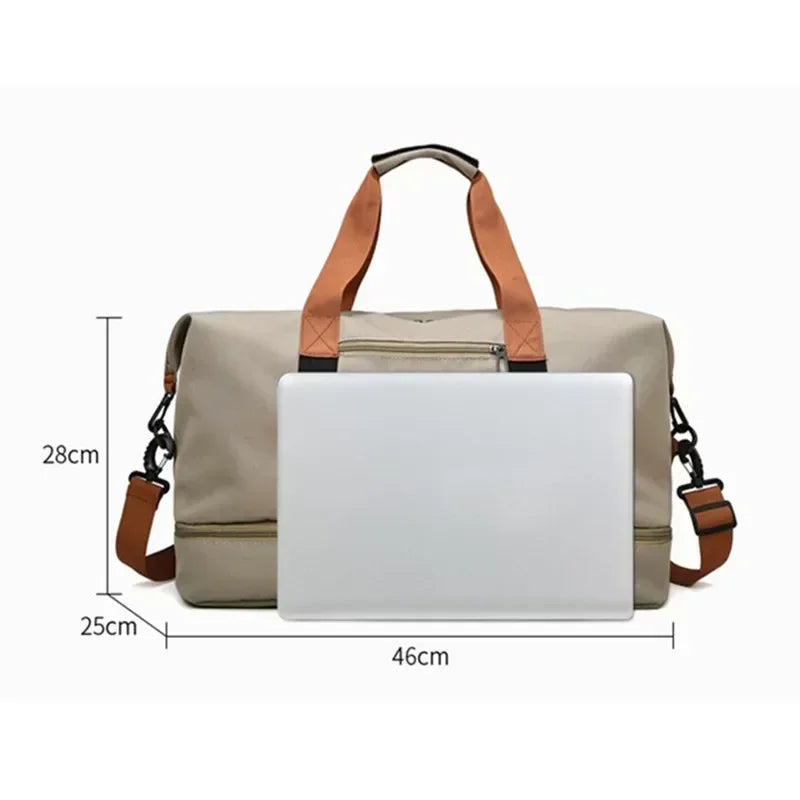 Carvallo Fitness-resväska | Stor kapacitet | Torr-våt separation | Hand- & axelväska för damer