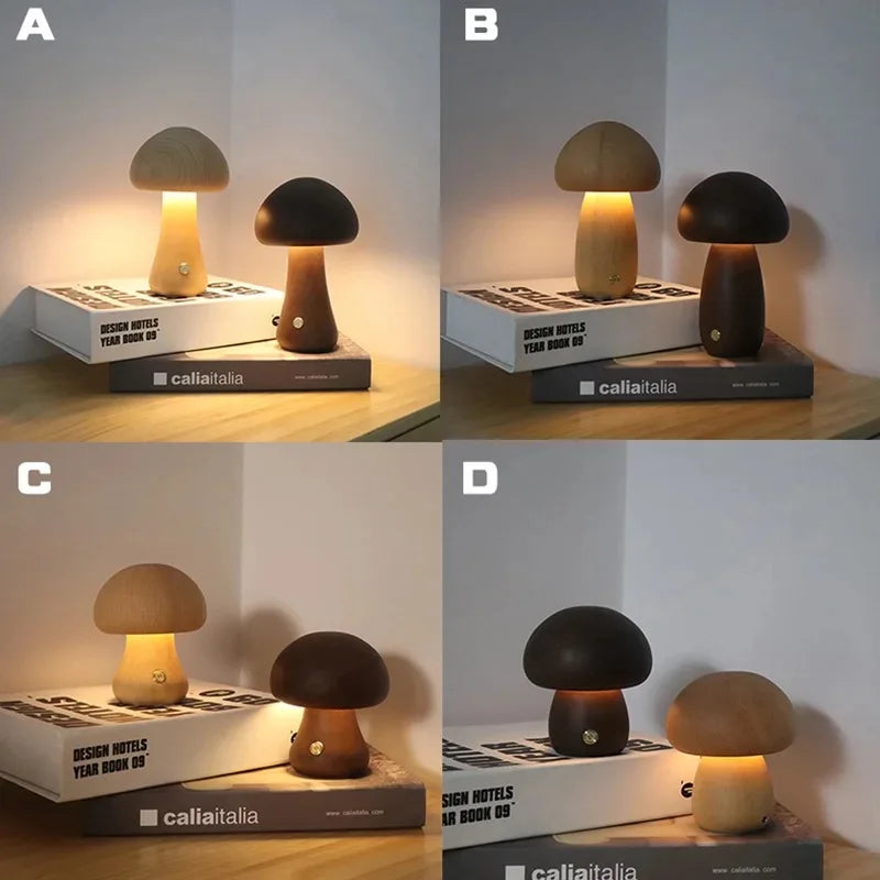 LED Svamp Nattlampa med Touch Switch – Justerbar Trä Sänglampа