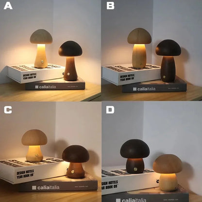 LED Svamp Nattlampa med Touch Switch – Justerbar Trä Sänglampа