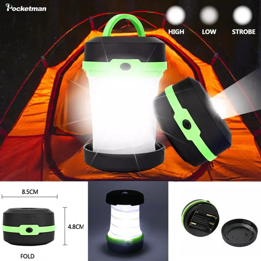 Carvallo LED Campinglampa | Fällbar & Ultralätt | 3 Ljuslägen | Ficklampa & Lykta i en