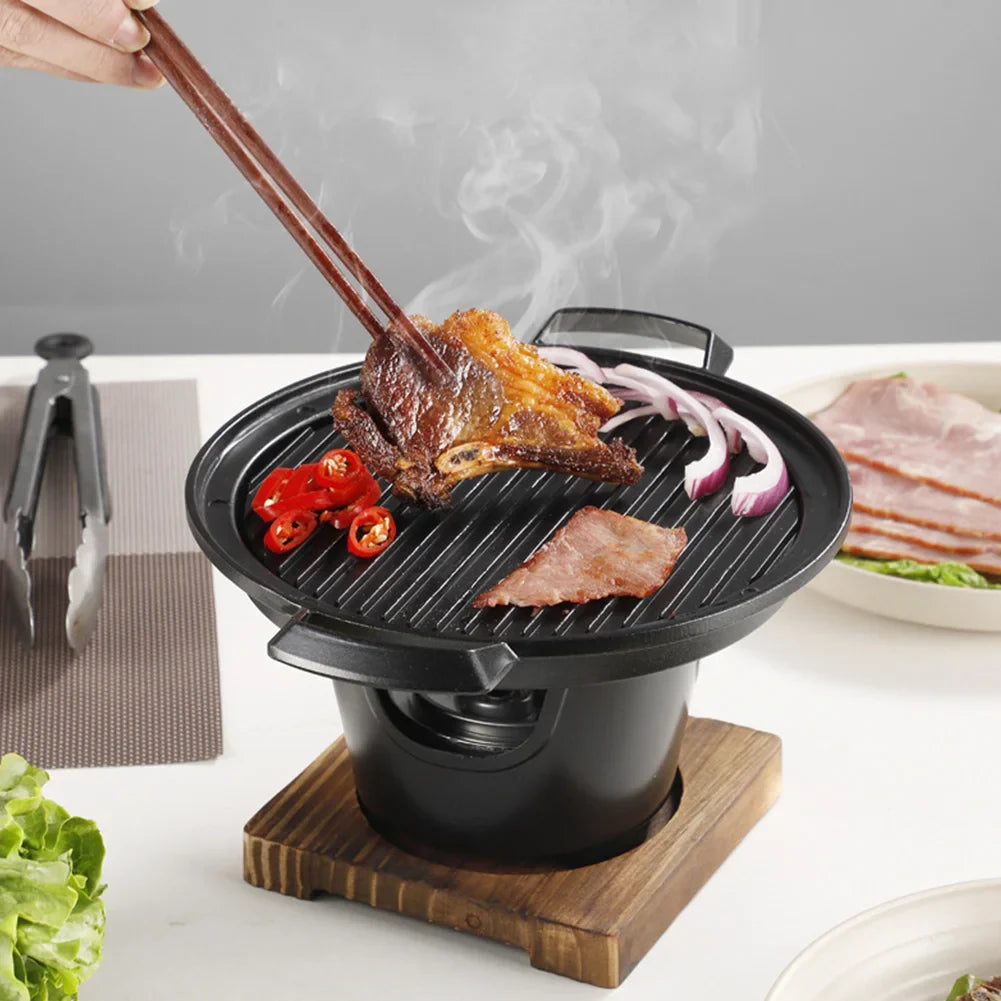 Carvallo Japanesisk Mini-Grill med Alkoholkamin | Bärbar Bordsg grill utan rök | Kompakt och beläggningsfri | För Camping och Balkong