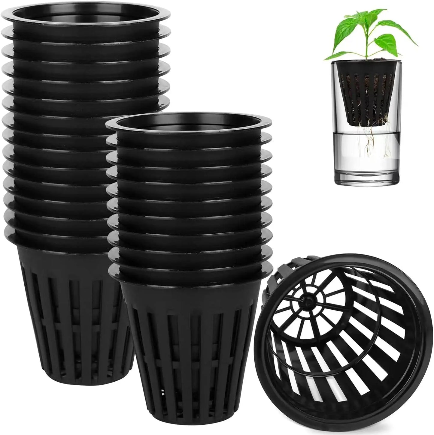 Carvallo Grow | 50-100 set nätkopp för hydrokultur & odling | 5,5 × 5,5 × 5 cm | Återanvändbar & UV-beständig