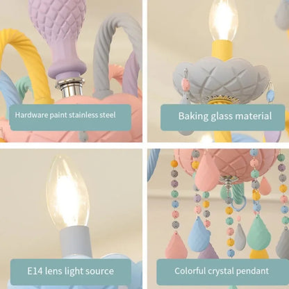 Solavine | Modern färgglad kristallhänglampa för barn- och flickrum