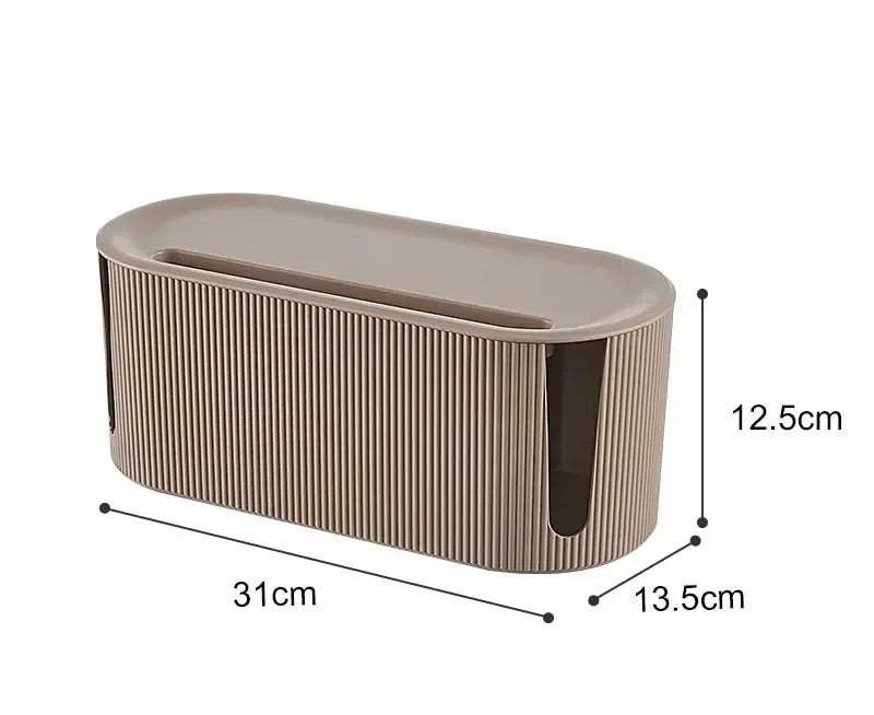 Carvallo kabelhanteringslåda 31×13,5×12,5 cm | Med lock & ventilation | För vägguttag, Wi-Fi-router & laddkablar