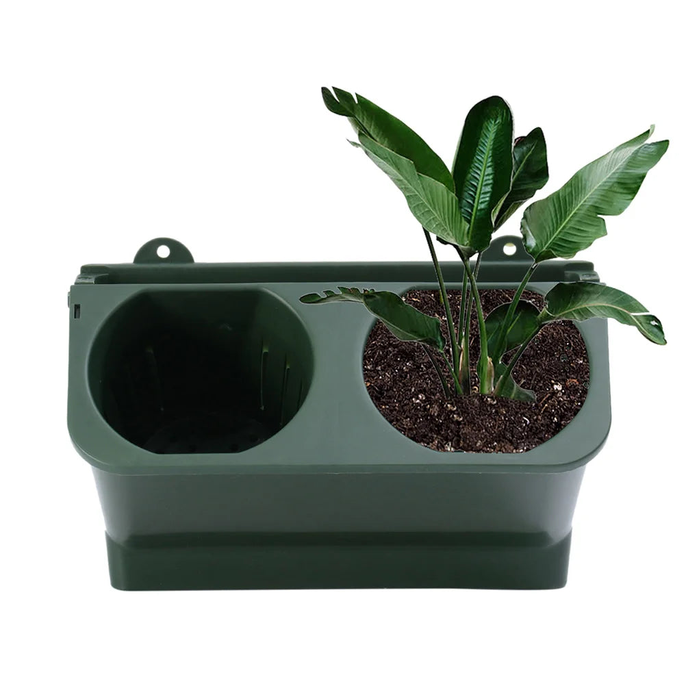 Carvallo DuoHängeset 2-pack Hängande Blumentöpfe med självvattning | 24x14x14 cm | För balkong, trädgård & inomhus | Plast