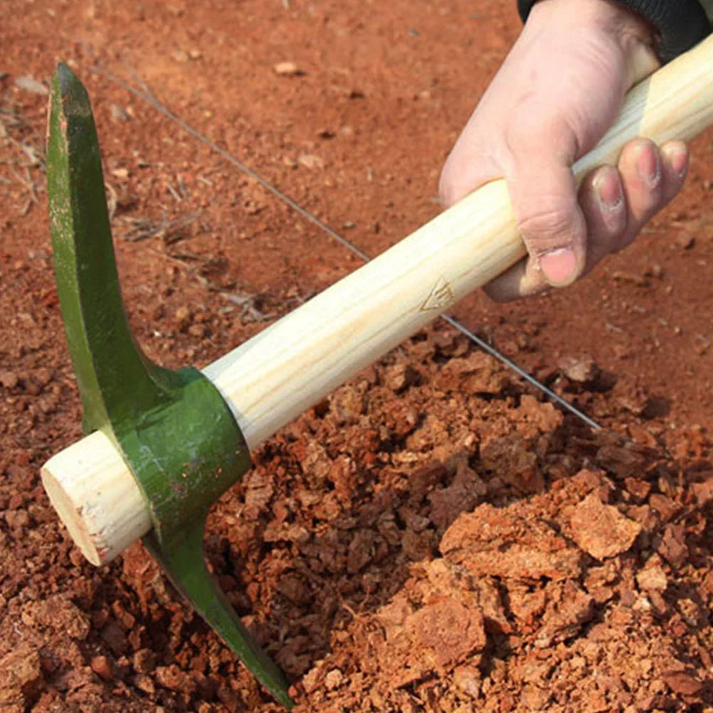 Carvallo Trädgårdshacka av stål | Hålsmidda & handhållen | Robust verktyg med trähandtag | 35×23×5,2 cm