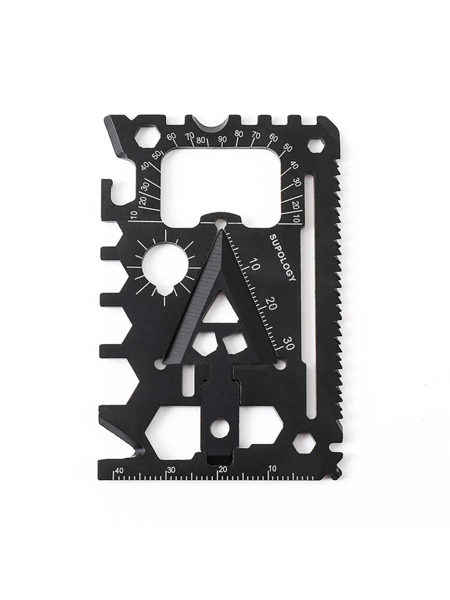 Carvallo Pro 18-i-1 Multifunktions Survival-Tool | Kompakt Utomhuskort med Kniv | 8,5 × 5,2 cm | Rostfritt Stål