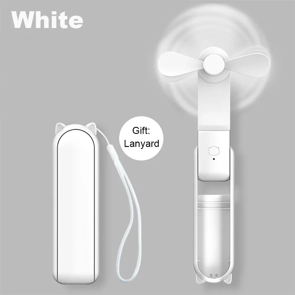 Carvallo Mini USB-fläkt | Fällbar &amp; Återuppladdningsbar med 2000 mAh Powerbank | 3 Hastigheter – Ultraljud &amp; Fickformat