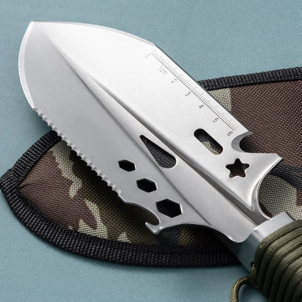 Carvallo Multifunktions-Fällspade av rostfritt stål | Kompakt & Bärbar | För Camping, Vandring & Trädgård | Med förvaringsväska