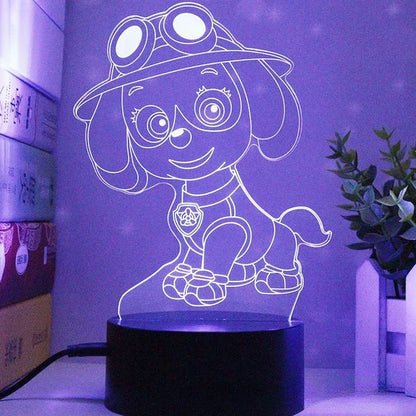 LuxRoyale Paw Patrol Nattlampa för Barn - 3D Tecknad Sängrum Dekor Lampa