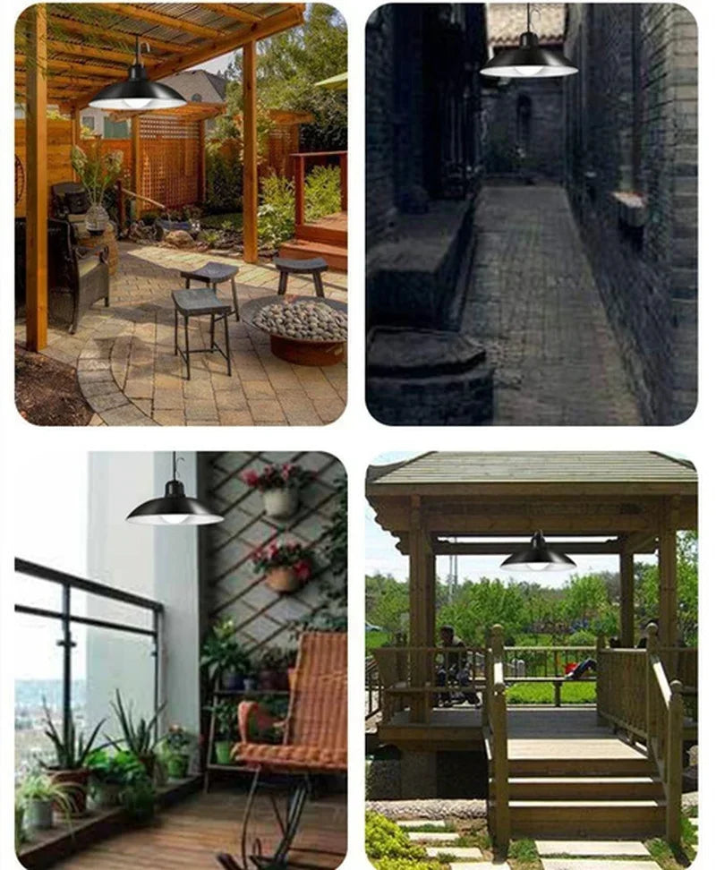 Royelux Solar Pendant Light – Dual-Head LED Kromring med fjärrkontroll