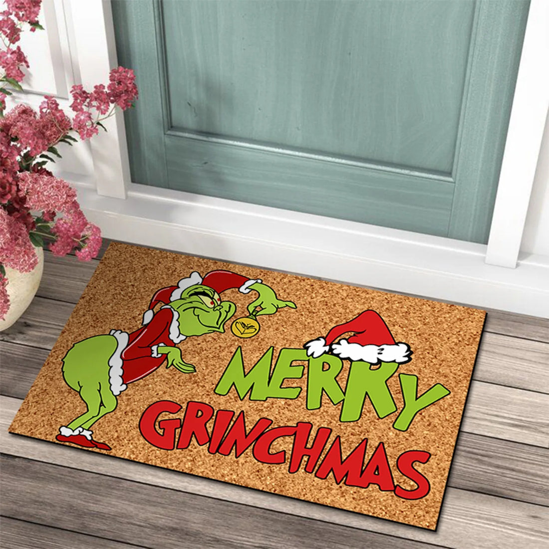 Julmatta med Grinch-design - Ett glatt välkomnande för helgerna
