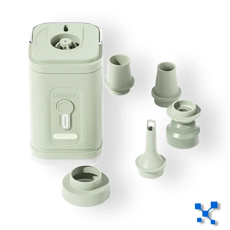 Carvallo Mini Luftpump | Ultra Kompakt &amp; USB-C Uppladdningsbar | 5 Munstycken | 200L/min Effekt