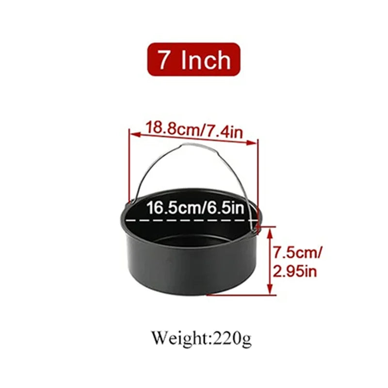 Carvallo Rund Bakform 6/7/8 Tum med Handtag | Non-stick Bakform för Tårtor, Pizza & Airfryer | Stål Bakform med Beläggning | Ugns- & diskmaskinssäker