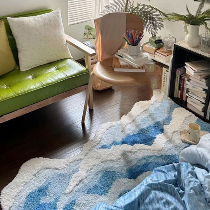 Aesthetic Wave Tufted Rug – Havsinspirerad Mjuk &amp; Halkfri Matta
