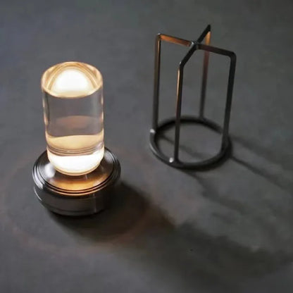CrystalGlow - Trådlös Uppladdningsbar Kristall Bordslampa - LED Stämningsbelysning för Vardagsrum &amp; Balkong