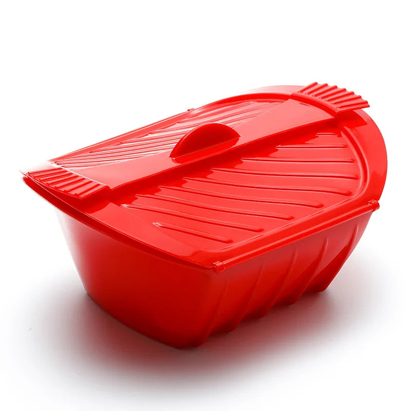 Carvallo Silikon Dampfkokare | BPA-fri | Mikrovågssäker med lock & handtag | För fisk, grönsaker & mer