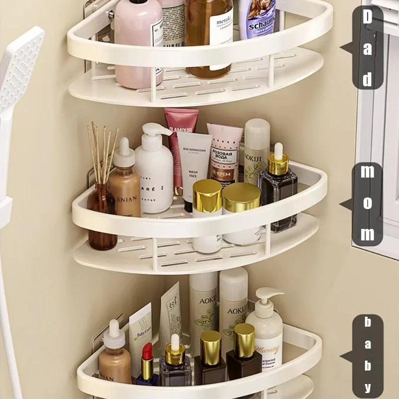 Carvallo Pro | Hörnduschhylla utan borrning | Aluminium | Rostfritt & Hållbart | Badrregal i Svart, Vitt, Silver eller Svart-Guld