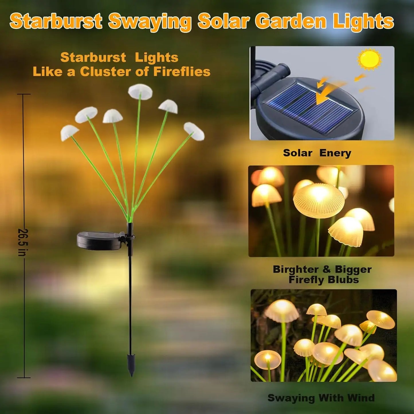 Carvallo Solar-Trädgårdslampa 6 LEDs | Manet- & Svampdesign | För Trädgård, Terrass & Utomhusområden