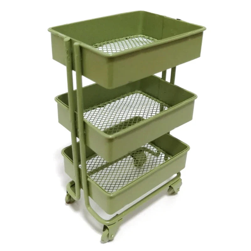 Carvallo-hylla TinyTrolley | Dockhus dekoration med hjul | 3 nivåer | Metall | För böcker & tillbehör