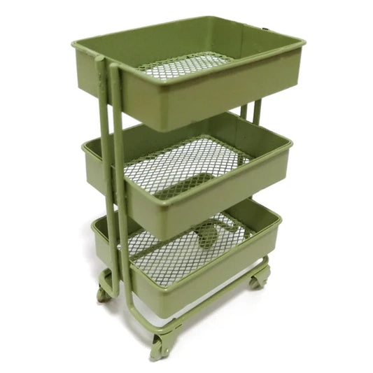 Carvallo-hylla TinyTrolley | Dockhus dekoration med hjul | 3 nivåer | Metall | För böcker & tillbehör