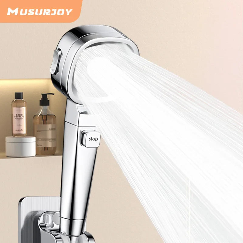 Carvallo AquaJet Flow | 3 stråltyper | Vattensparande & tryckförstärkande | Handdusch i silver