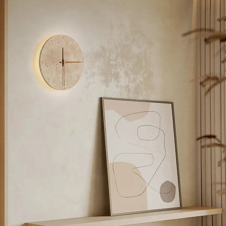 RoyaleGlow Elegant Wabi-Sabi Naturlig Sten Klocka - Tidlös Heminredning