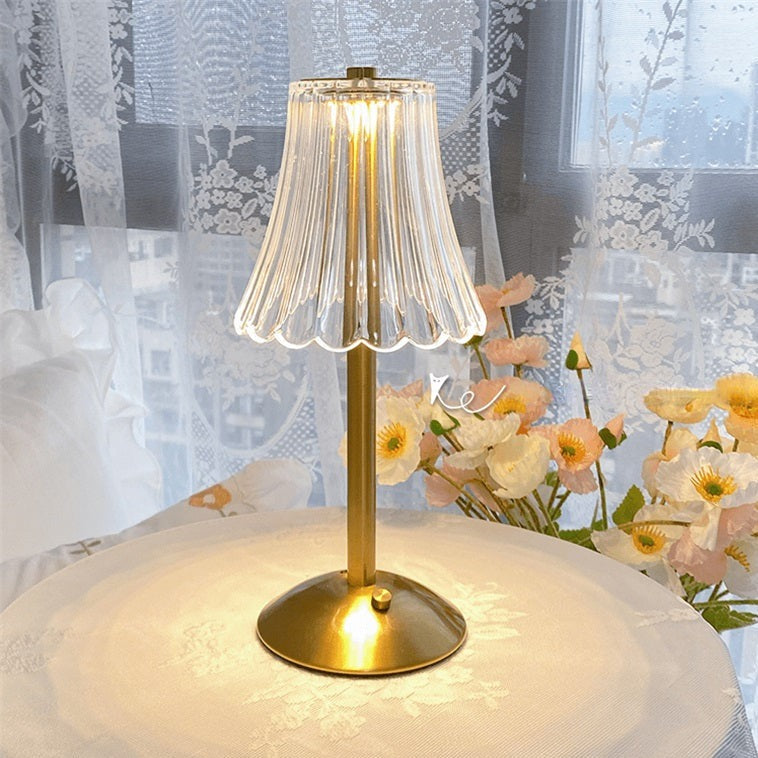 Guld Kristall Bordslampa