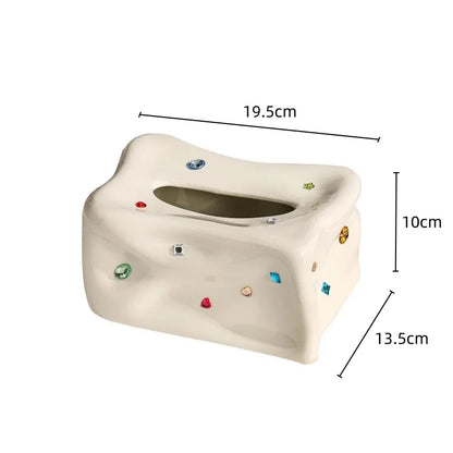 Élise – Lyxig Porslinservettlåda med Hjärtfomad Ädelsten Accent