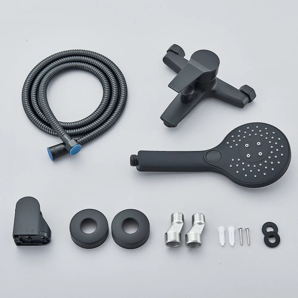 Nordren Vada | Svart väggmonterad kran med handdusch och blandningsventil