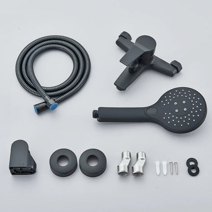 Nordren Vada | Svart väggmonterad kran med handdusch och blandningsventil