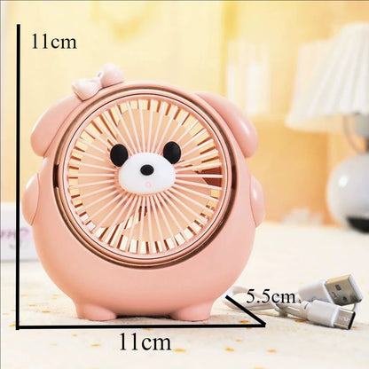 Carvallo MiniCool Mini Bordfläkt Hund &amp; Capybara | 3-Stegs Vind | USB-Laddning | Tyst &amp; Handhållbar
