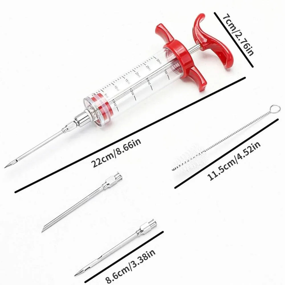 Carvallo Marinadenspruta | Köttspruta för BBQ & stekning | Med rostfria nålar för vätske- & kryddmarinader | 60 ml volym