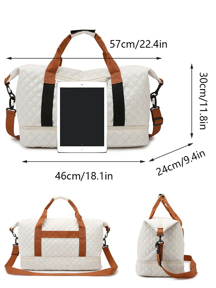 Carvallo resväska med skofack | Stort utrymme & argyle-design | Weekender i nylon för sport, korta resor & vardag