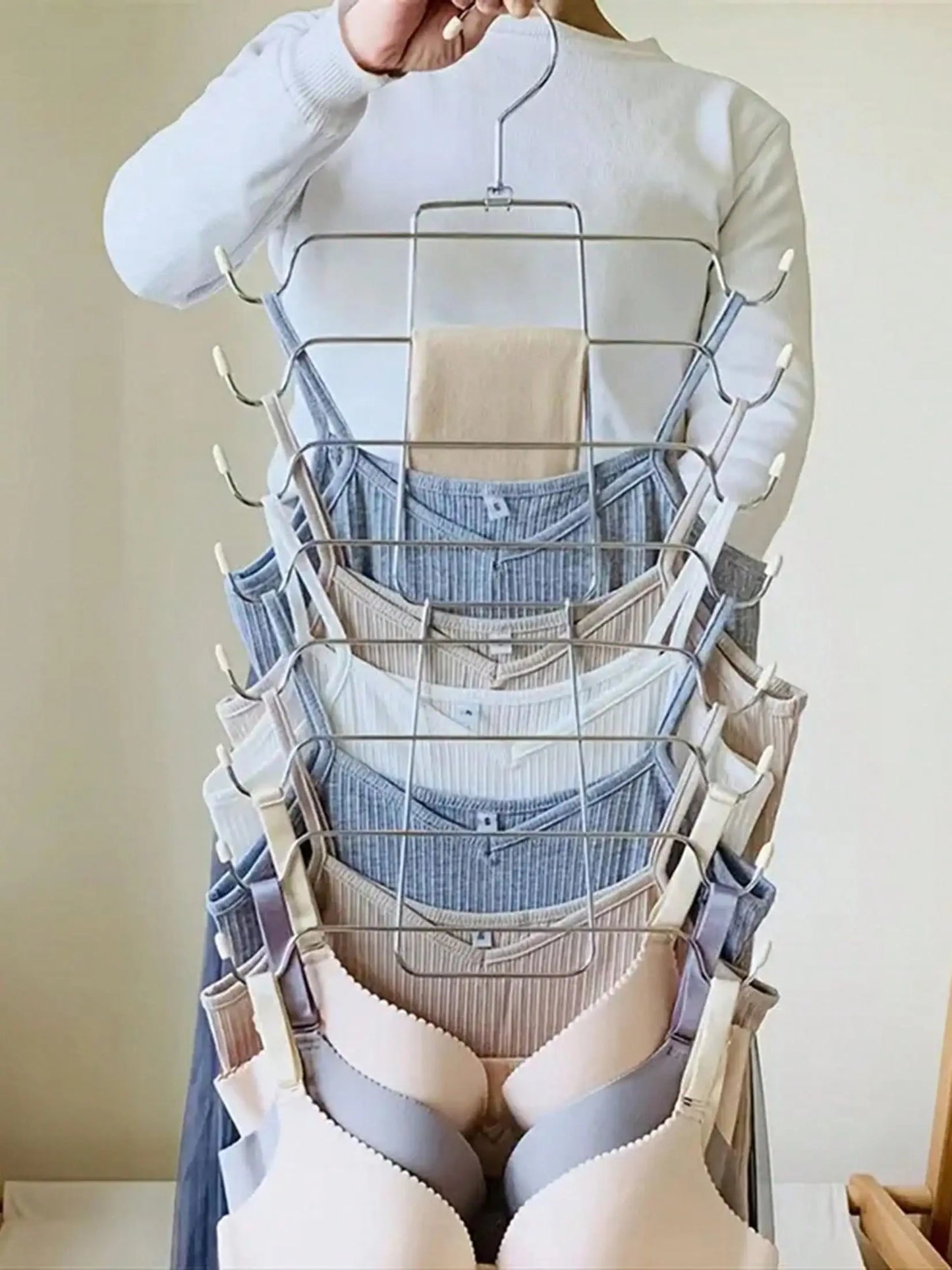 Carvallo Multi-Hängorganisatör | Fällbar Flerlagers Underklädesgalge | Platsbesparande & Spårfri – 1 styck av ABS-plast