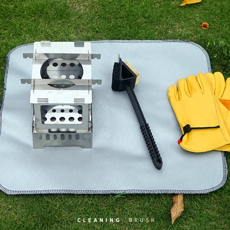 Carvallo Master 3-i-1 BBQ-rengöringsborste | Med kopparborstar, svamp & skrapa | För grill & ugn | 42 cm