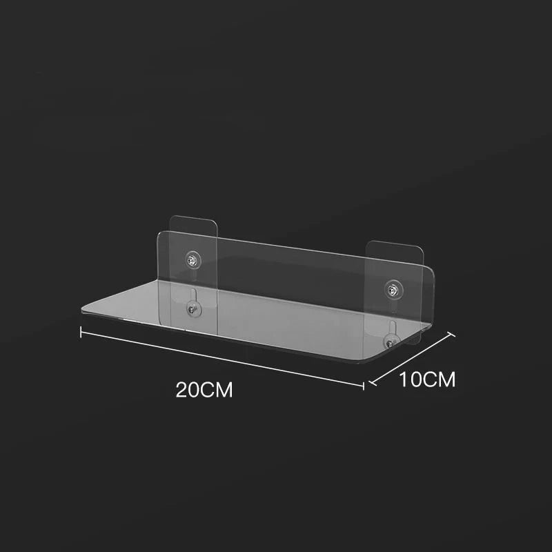 Carvallo Living | Akryl Vägg hylla | Transparent svävande hylla för badrum, kök och vardagsrum | 20–50 cm | Platsbesparande förvaring