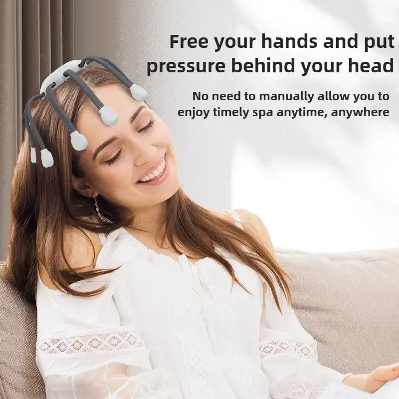 Royallure Elektrisk Huvudmassager – Migränlindring, Huvudbottenstimulator, Trådbunden & USB-ström