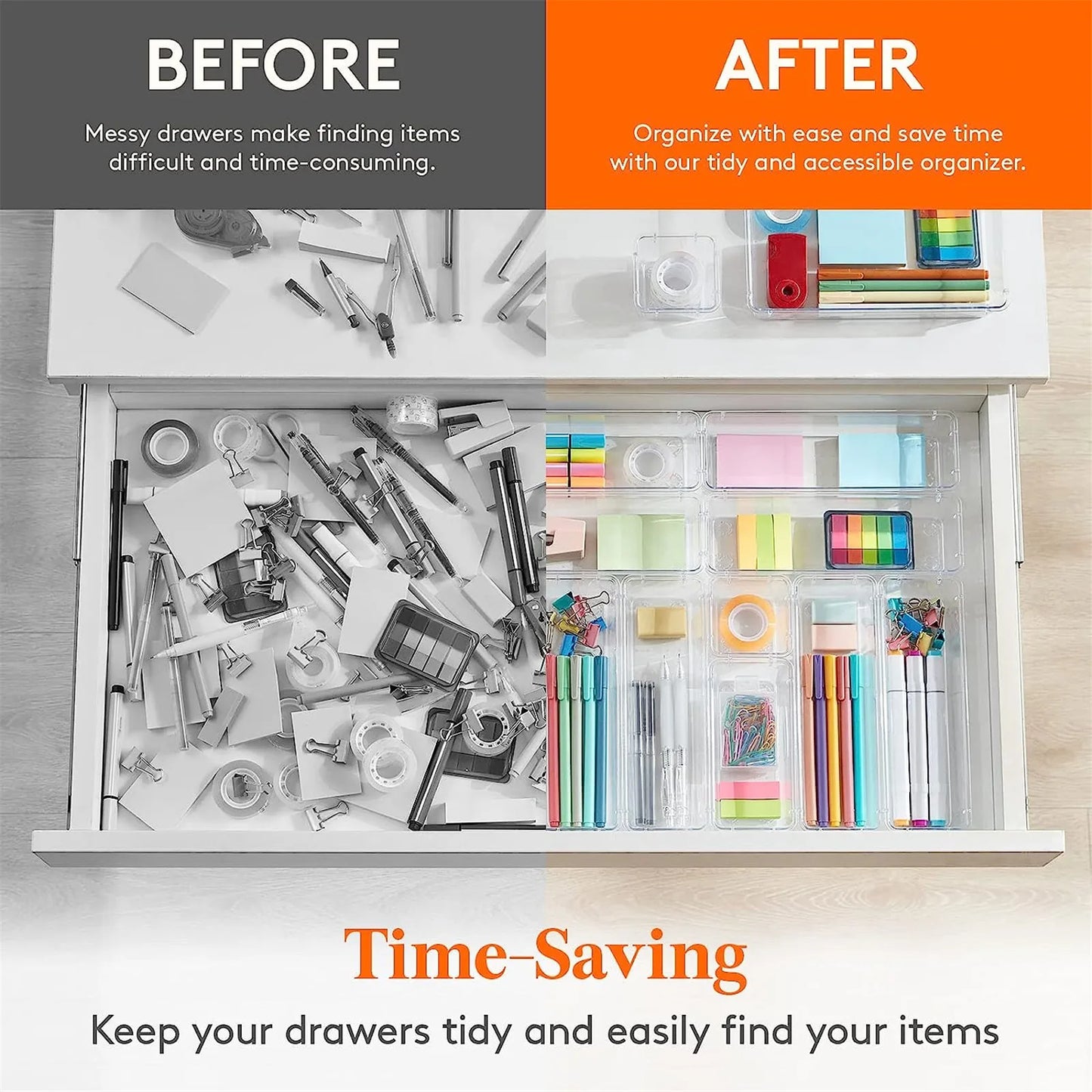 Carvallo Organizer Set | 18-delar | Transparent & Mångsidig | OrdixClear® Förvaringssystem