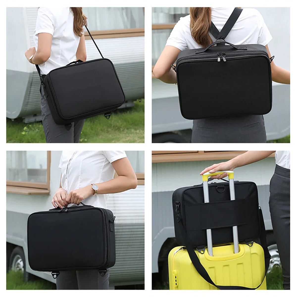 Carvallo Pro Make-up-väska | Bärbar kosmetikorganisatör med fack | För makeupartister, nageldesigners & resor